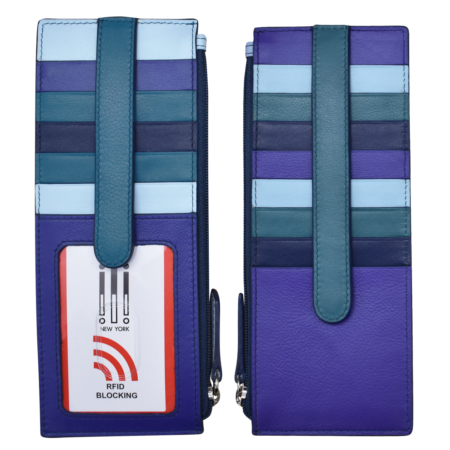 ili New York - 7800 Leather Card Holder with Zip Pocket