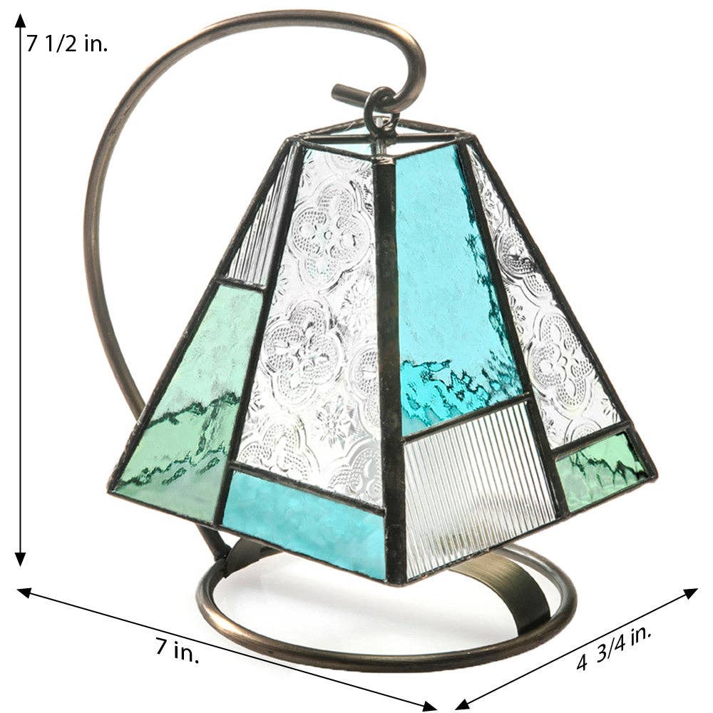 J Devlin Glass Art & Bert Anderson Collection - Lam 710 Pale Blue, Pale Green and Clear Textures Mini Lamp