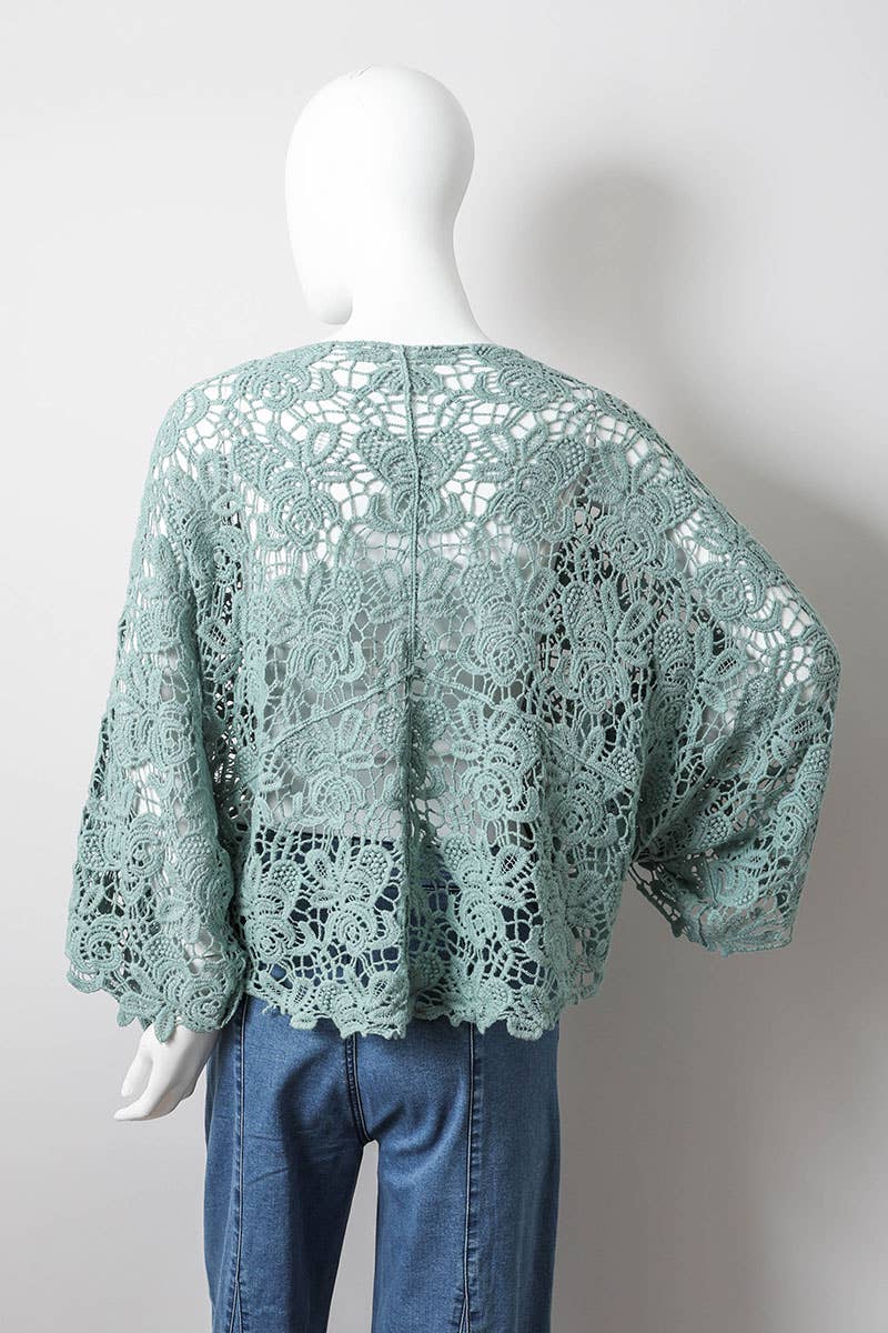 Leto Accessories - Crochet Floral Petal Kimono Wrap 🌼