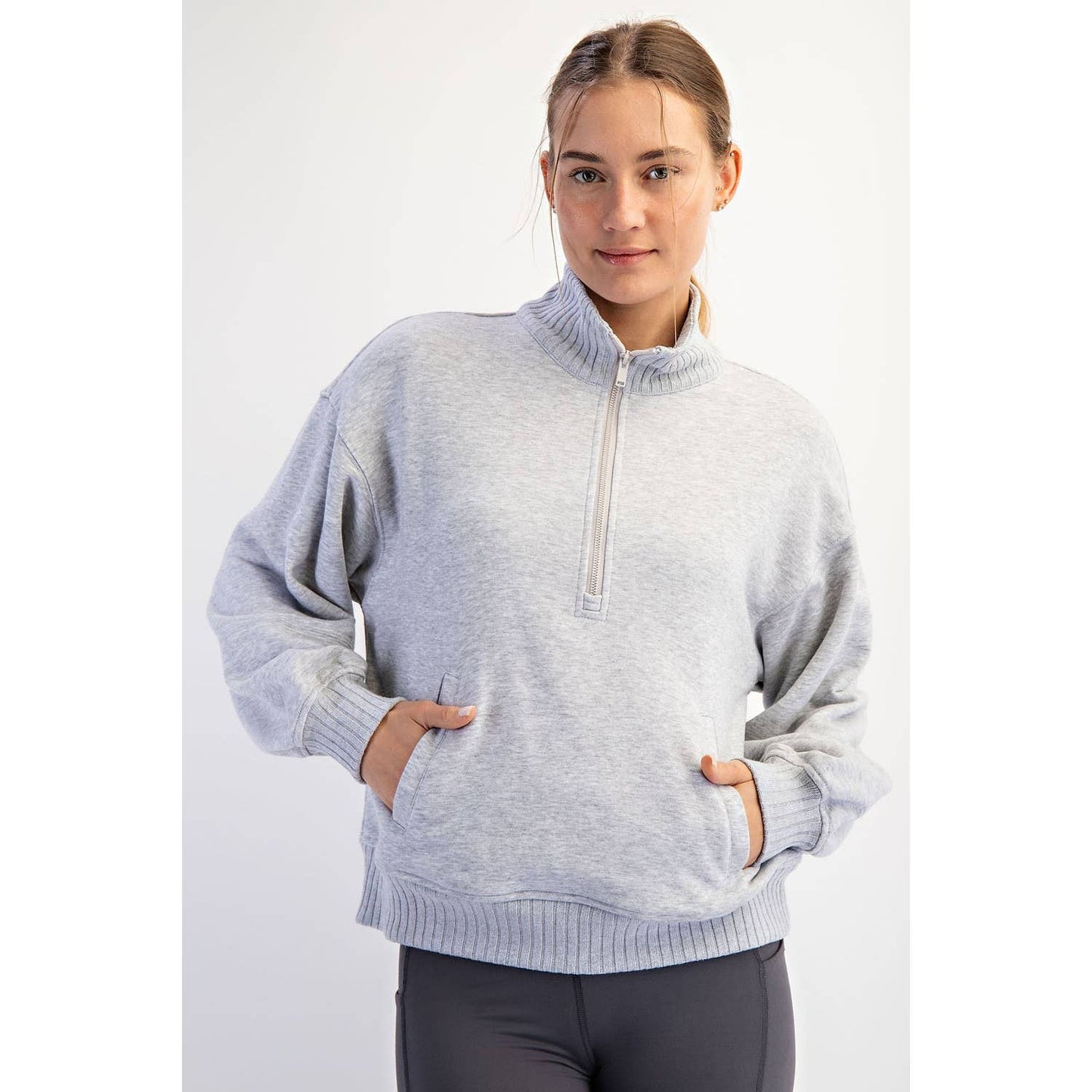 Rae Mode - FRENCH TERRY FLEECE QUARTER ZIP PULLOVER