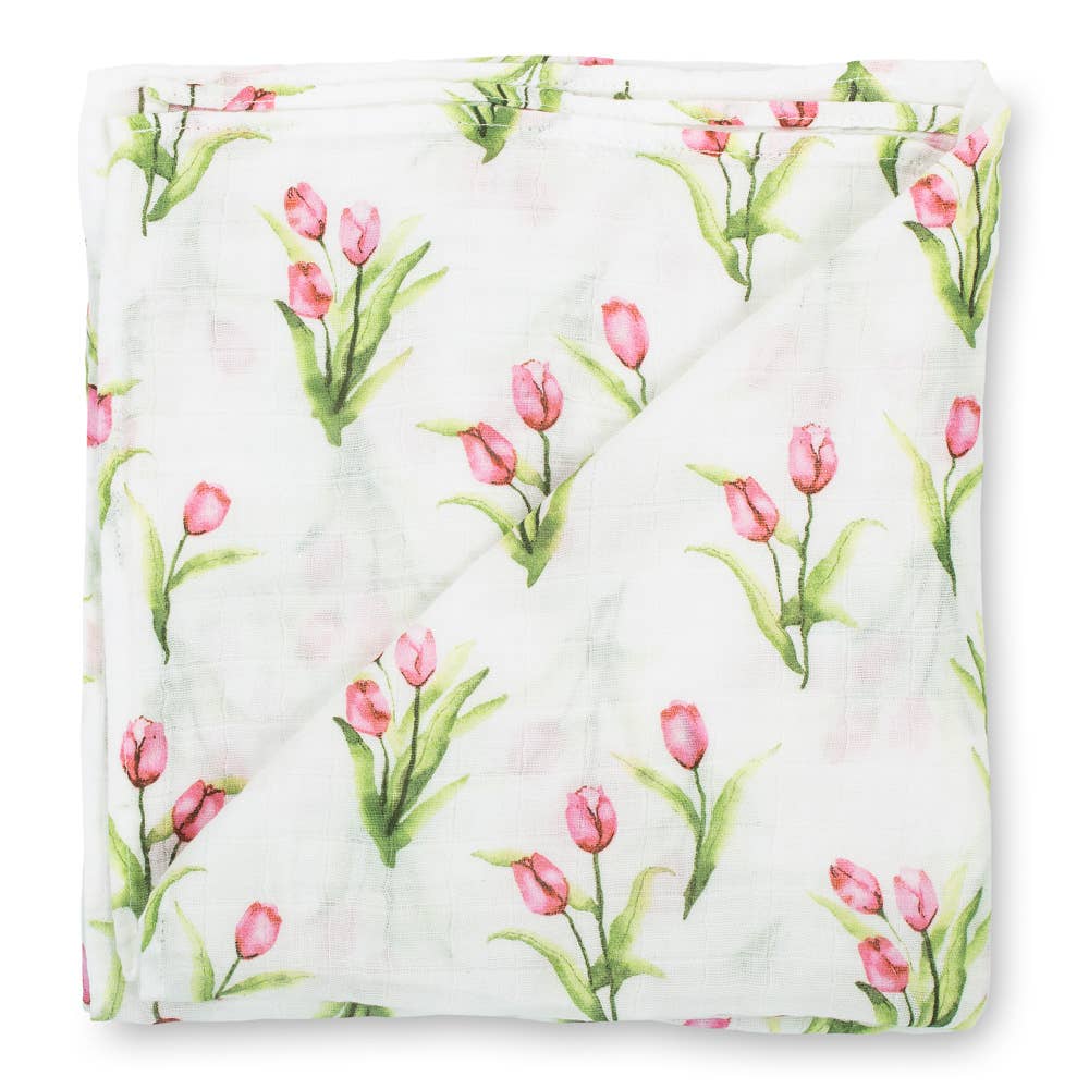 LollyBanks - Tulip Garden Baby Swaddle Blanket