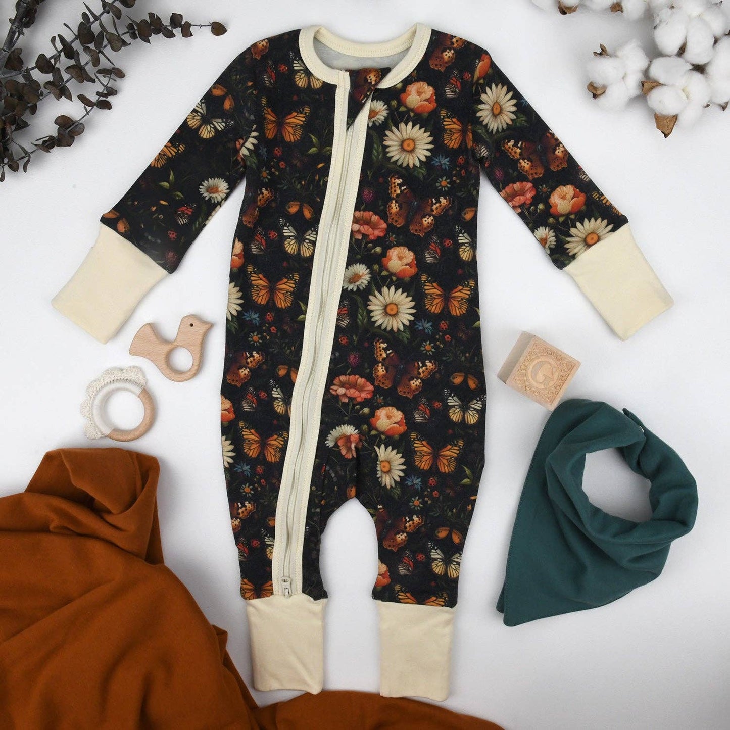 Earthy - Organic Cotton Baby Pajamas 2-Way Zip Front Zipper Sleeper, Avery