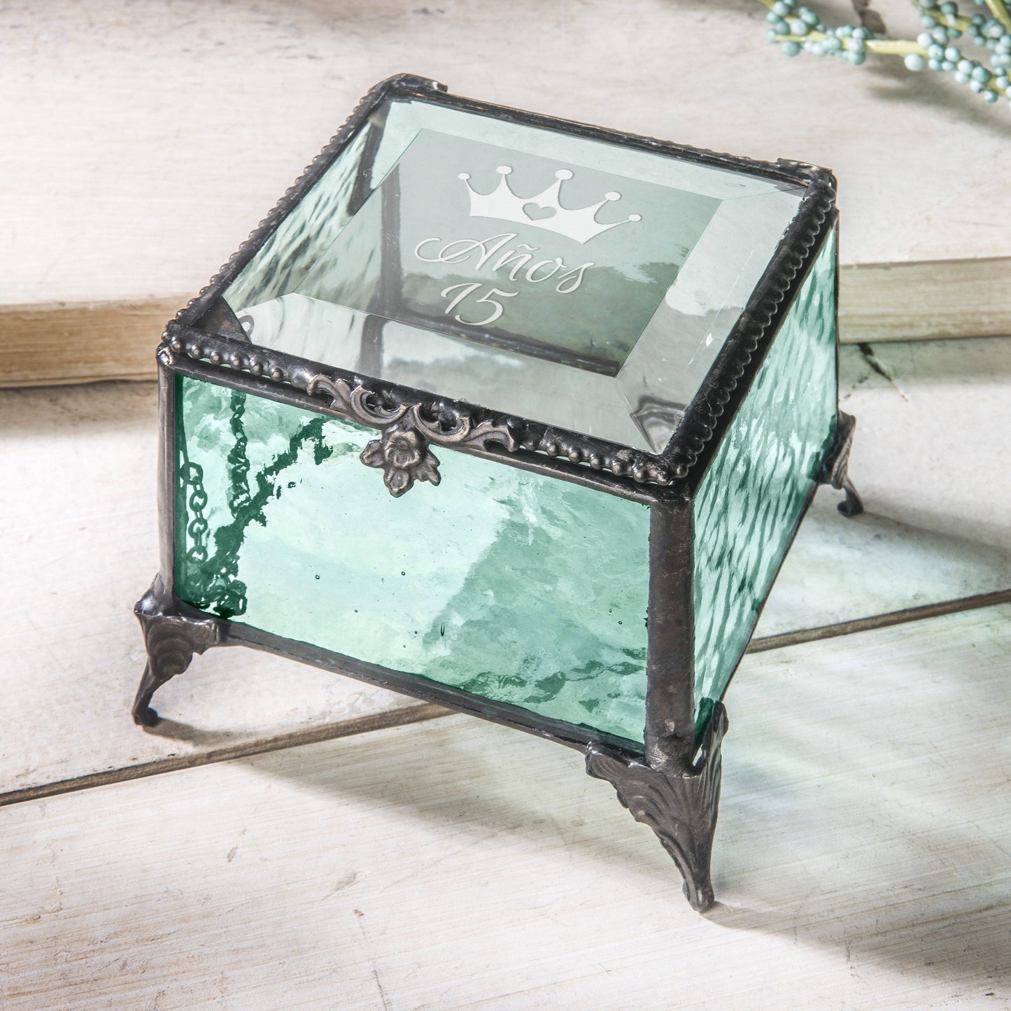J Devlin Glass Art & Bert Anderson Collection - EB803 Quinceanera Engraved Glass Box