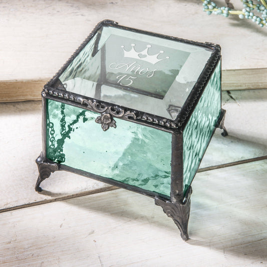 J Devlin Glass Art & Bert Anderson Collection - EB803 Quinceanera Engraved Glass Box