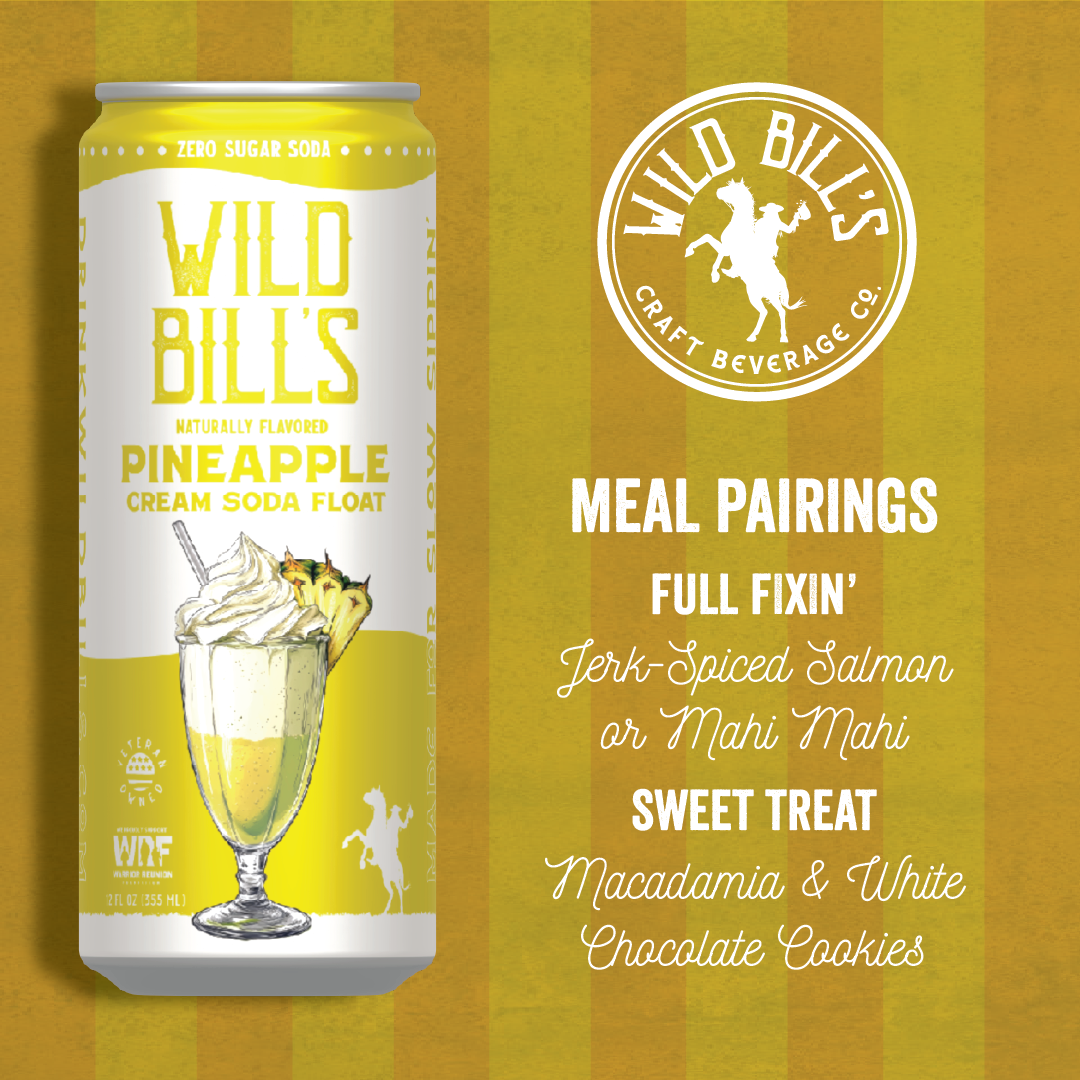 Wild Bill’s Craft Beverage Co. - Pineapple: Zero Sugar Soda, Clean Ingredients, 12-Pack, Cans