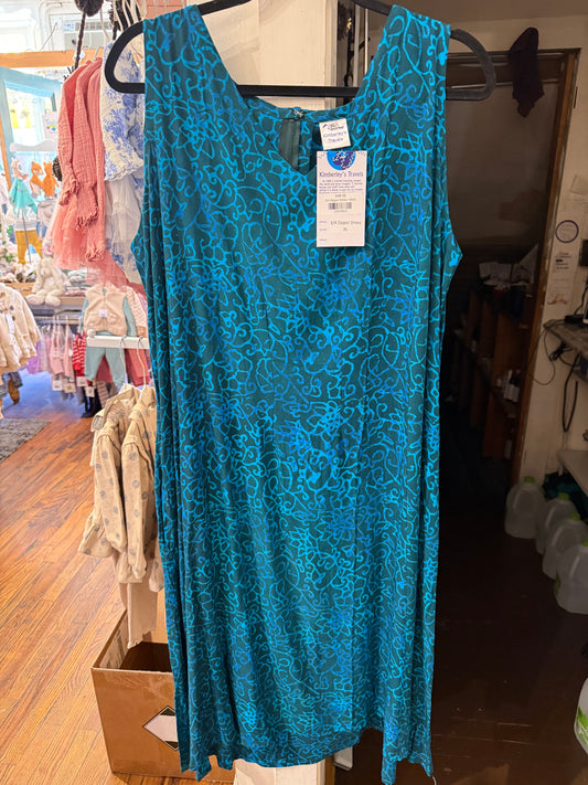 3/4 Zipper Dress Aqua