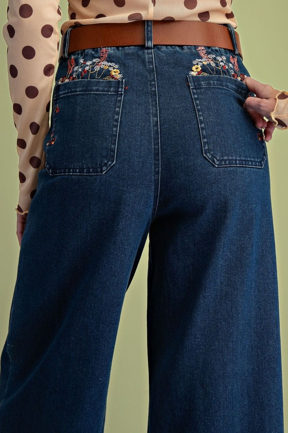 Stretch Demin Embroidered Pocket Jeans