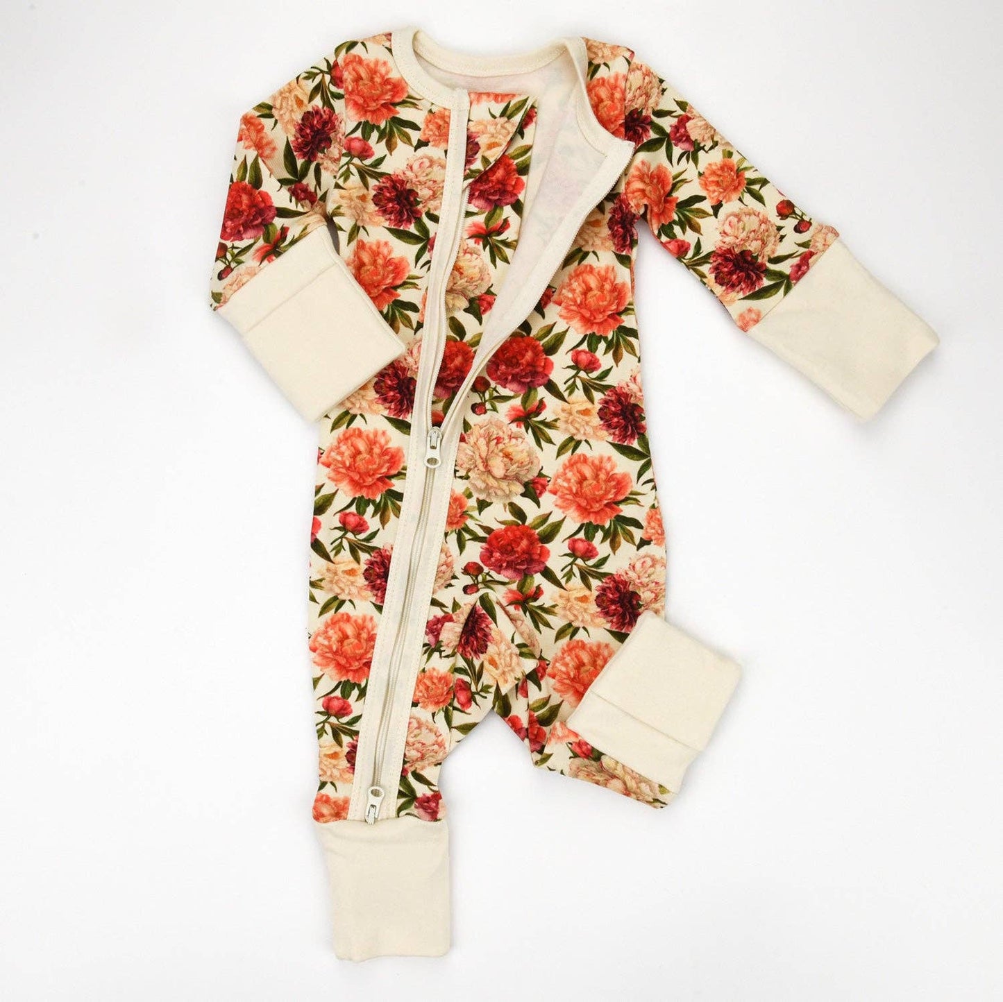Earthy - Organic Cotton Baby Pajamas 2-Way Zip Front Zipper Sleeper, Petunia