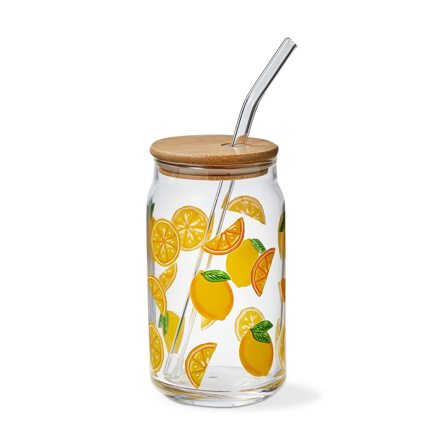 tag - Lemon Lidded Glass Tumbler W Straw Yellow Multi Summer