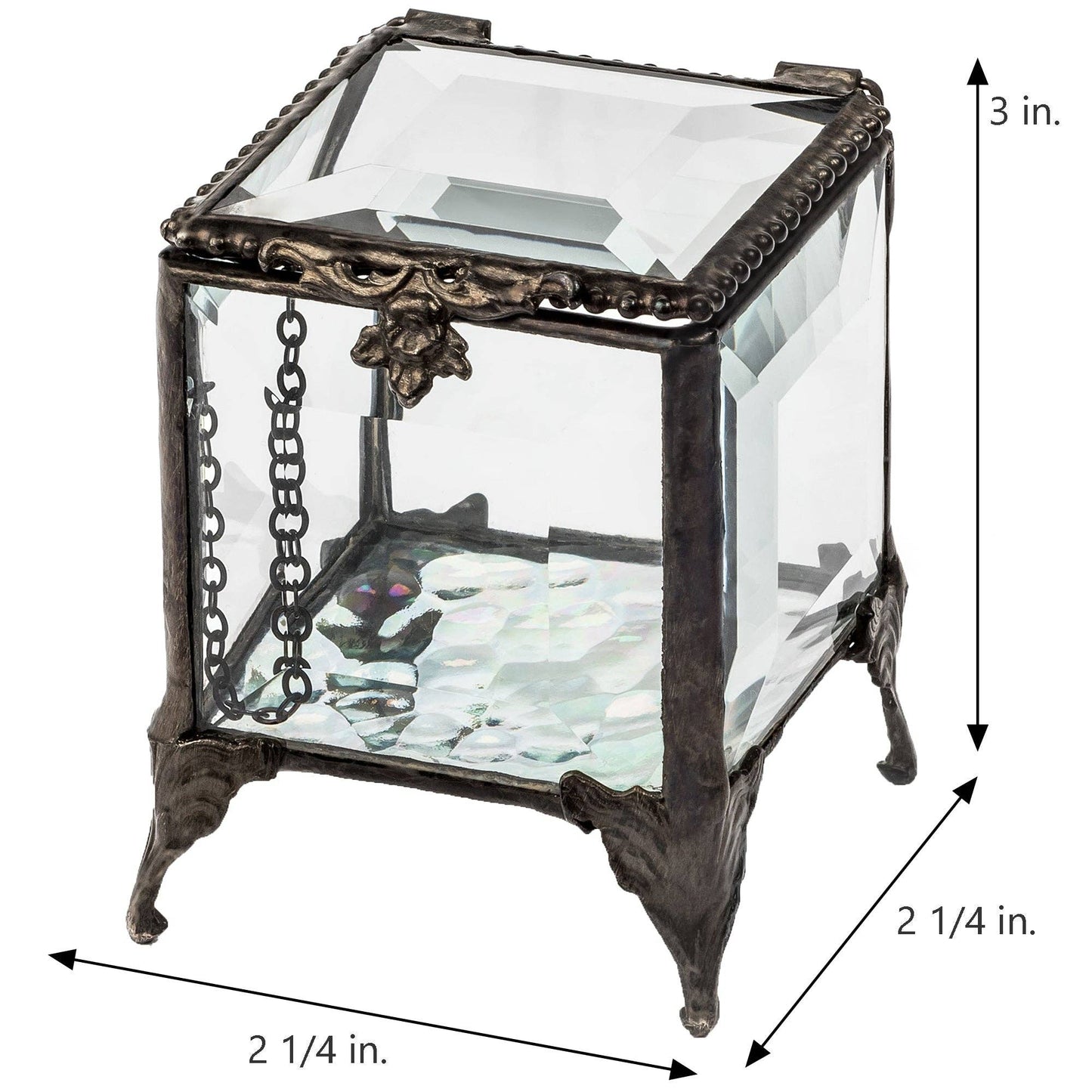J Devlin Glass Art & Bert Anderson Collection - Beveled Glass Trinket Box for Keepsakes - J Devlin Glass Art