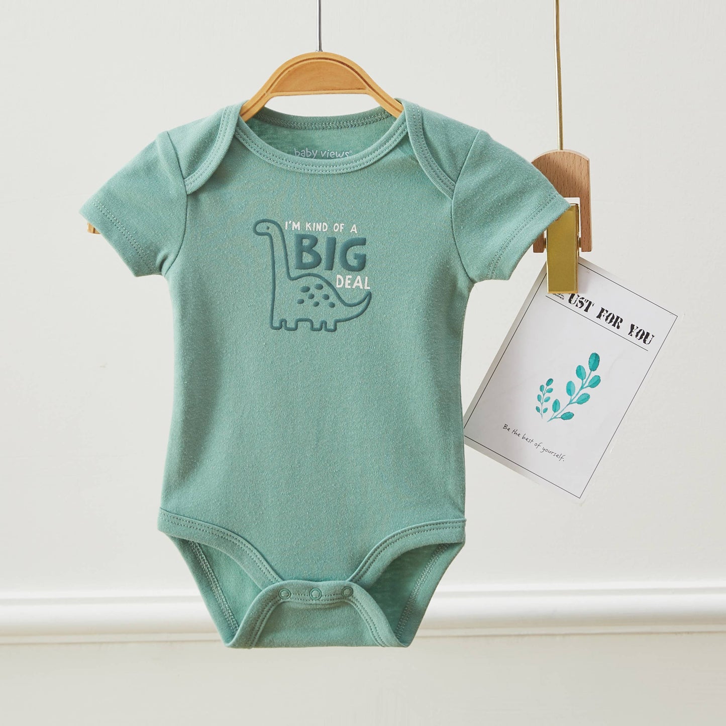 Lollipop Dreams - Pack of 3 Baby Boys Dinosaur Pattern Bodysuits Short Sleeve