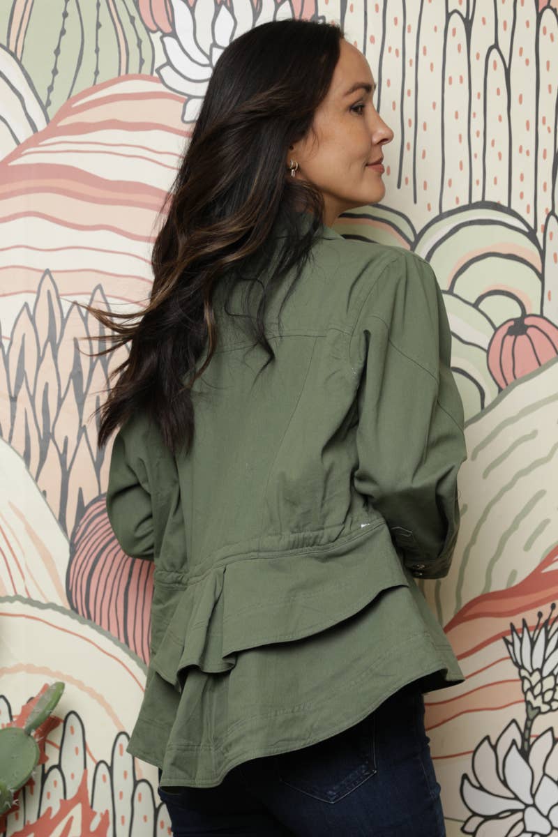Nostalgia - E2U94-ASIS DENIM RUFFLE PEPLUM JACKET