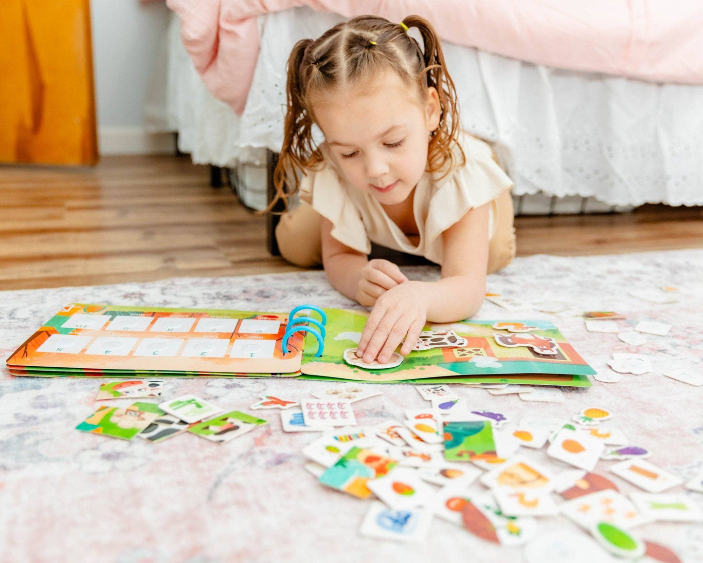Spirit 'N Sprout - Farm Busy Book for Toddlers - Preassembled with Zipper Pouch - Velcro Matching Activity Book