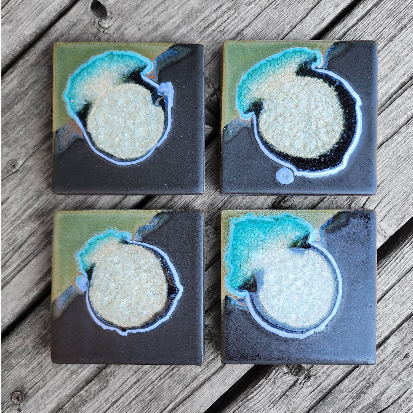 Dock 6 Pottery - Square Coaster - Black Pearl - Individual Coaster