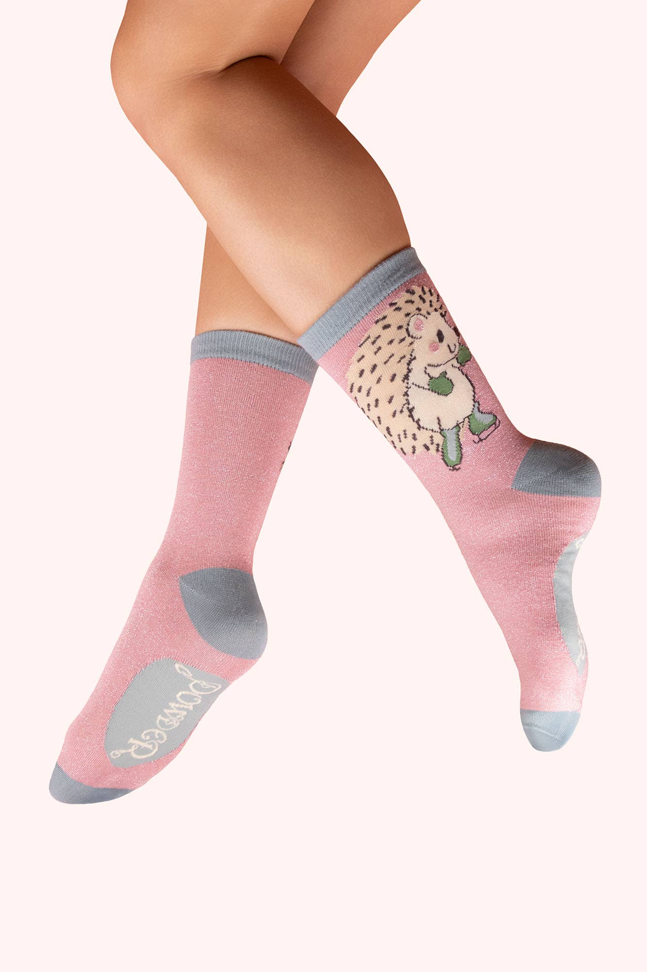 Powder Design inc - US - Glitter Ankle Socks - Skating Hedgehog