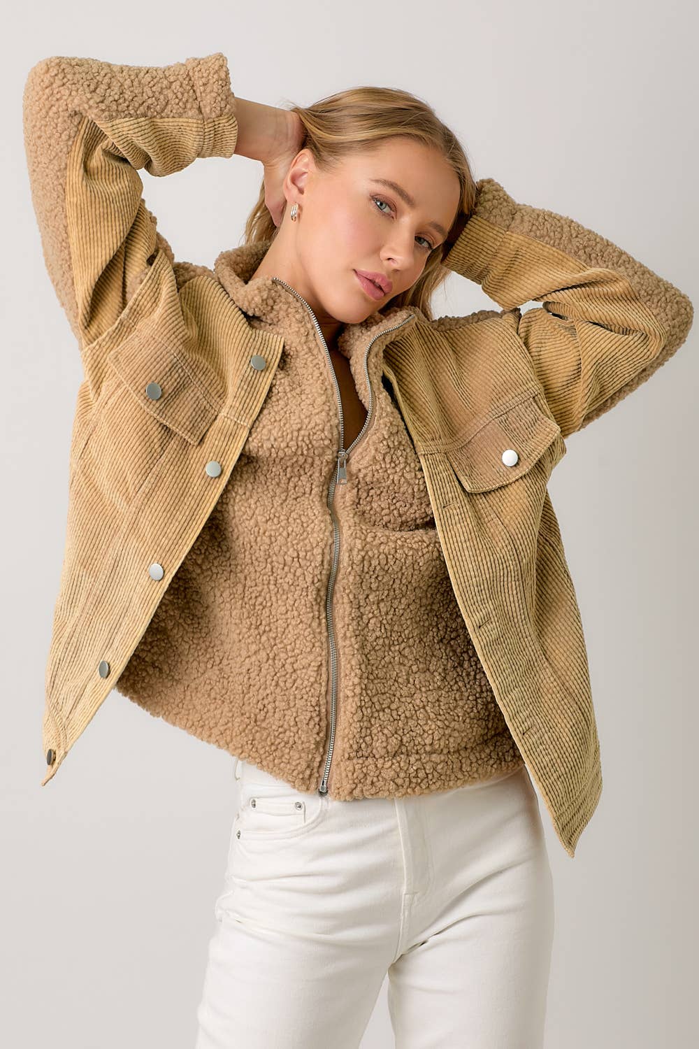 Mystree - 60817 Corduroy Mixed Sherpa Jacket