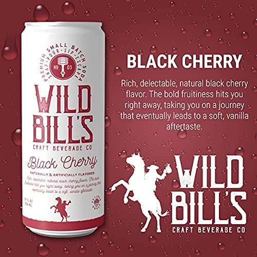 Wild Bill’s Craft Beverage Co. - Black Cherry - Premium Cane Sugar Soda, 12-Pack, Cans