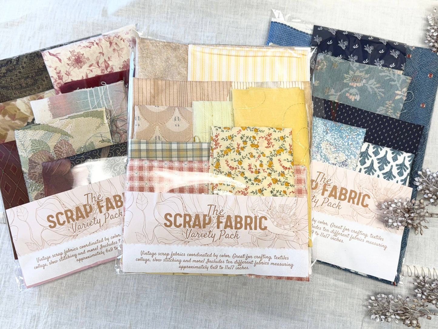 A House of Books - Fabric Scraps by Color for Mixed Media Art