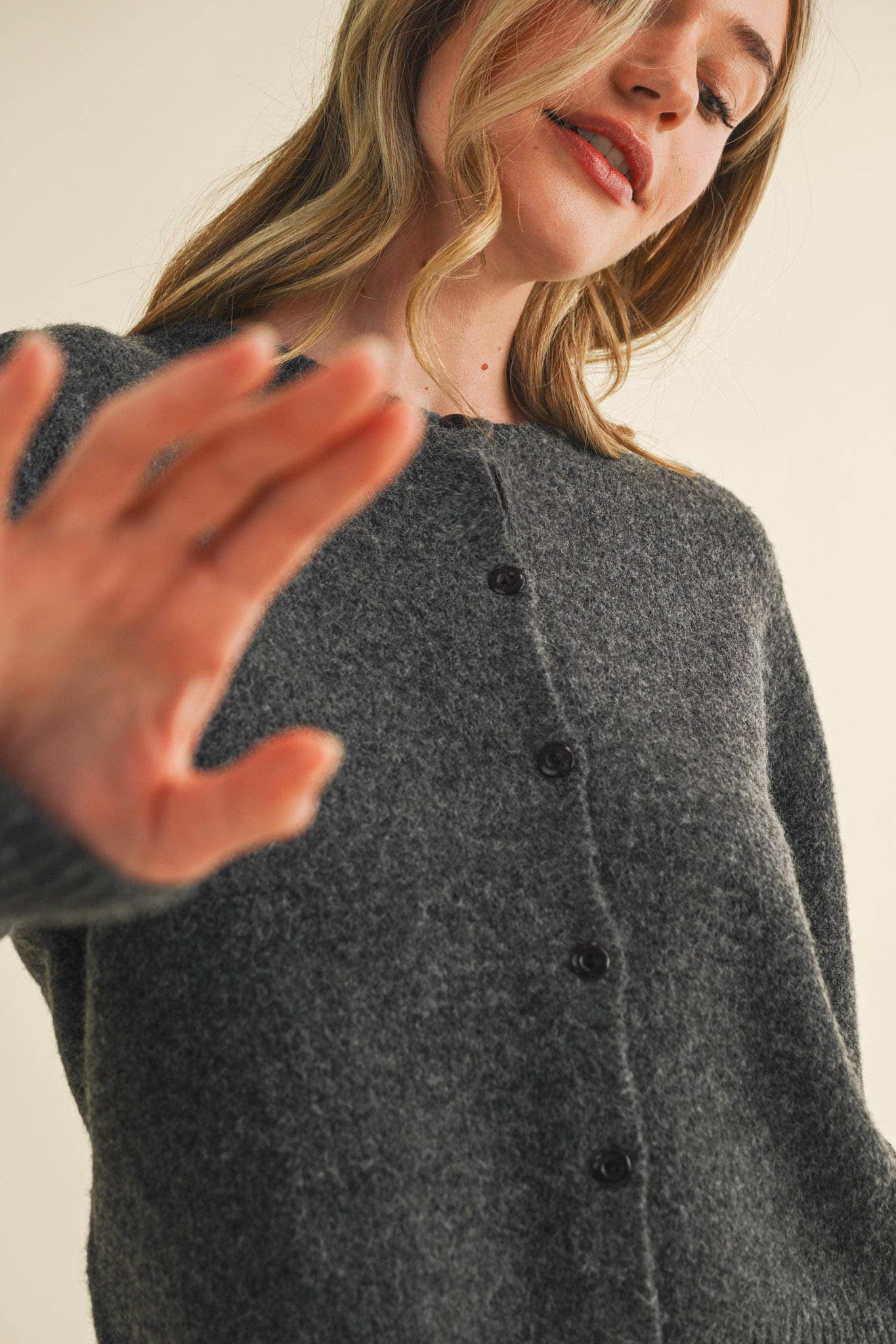 &MERCI - LONG PUFF SLEEVE SWEATER CARDIGAN MSW11018