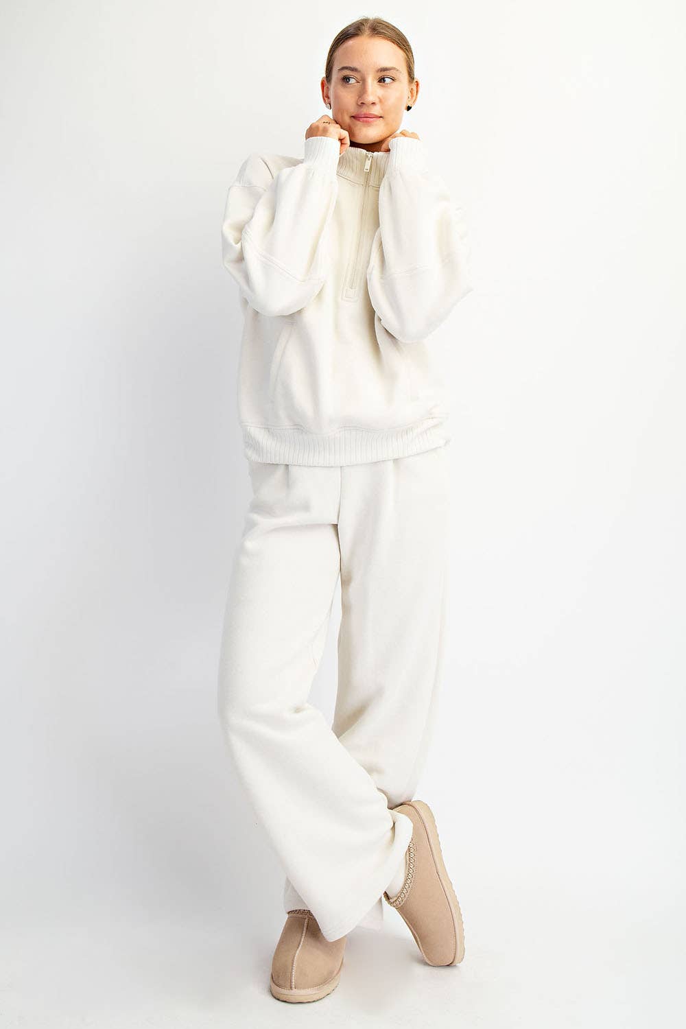Rae Mode - FRENCH TERRY FLEECE QUARTER ZIP PULLOVER