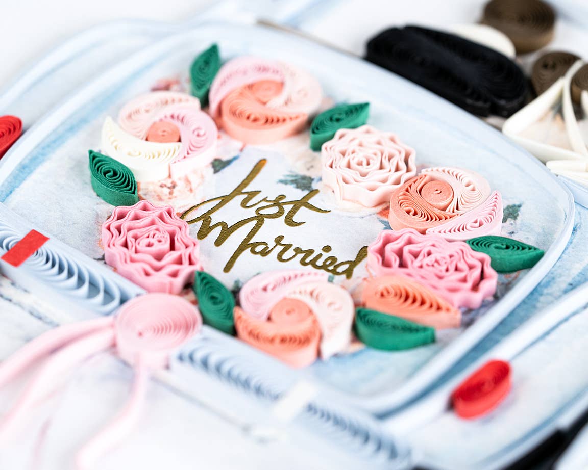 Quilling Card - Quilled Just Married Car Wedding Card