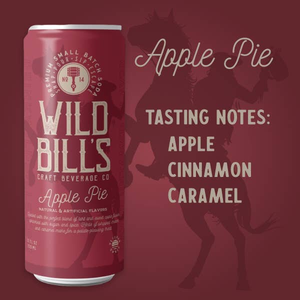 Wild Bill’s Craft Beverage Co. - Apple Pie - Premium Cane Sugar Soda, 12-Pack, Cans