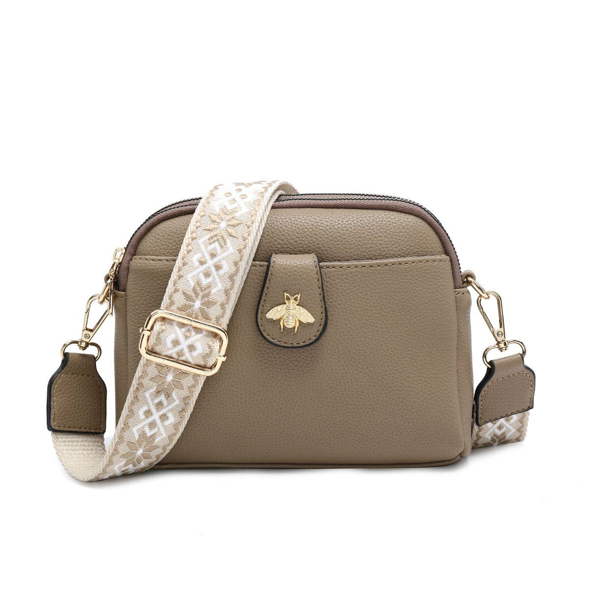 Papaya Fashion Ltd - B23002 Cross Body Handbag with double zip top sections