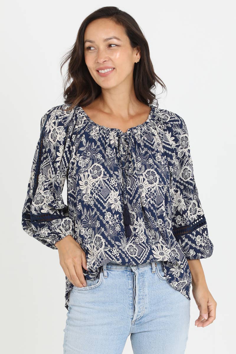 Nostalgia - N2U91-FQ87 LACE TRIM BLOUSE