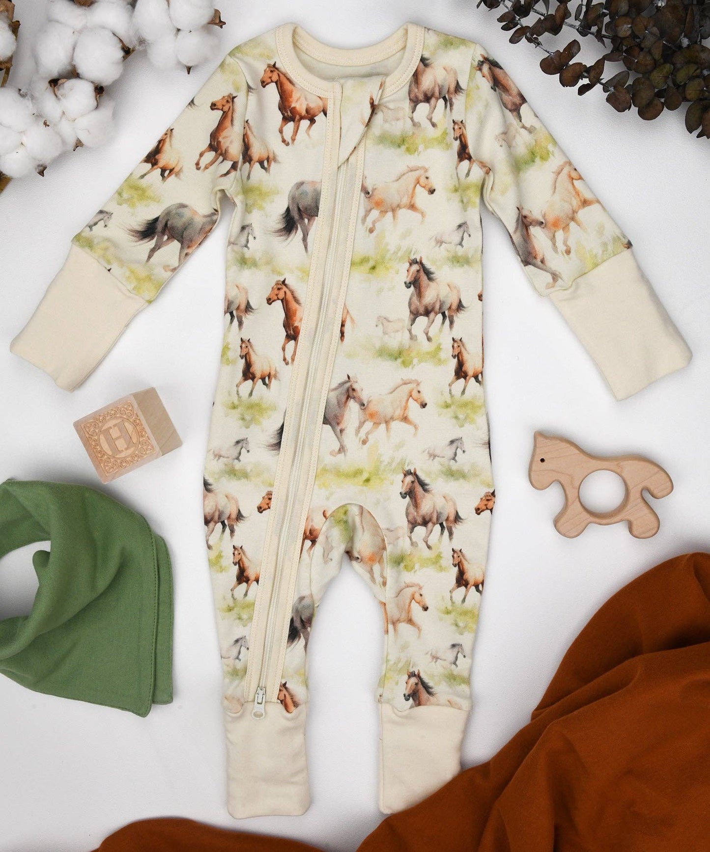 Earthy - Organic Cotton Baby Pajamas 2-Way Zipper Sleeper, Kelby