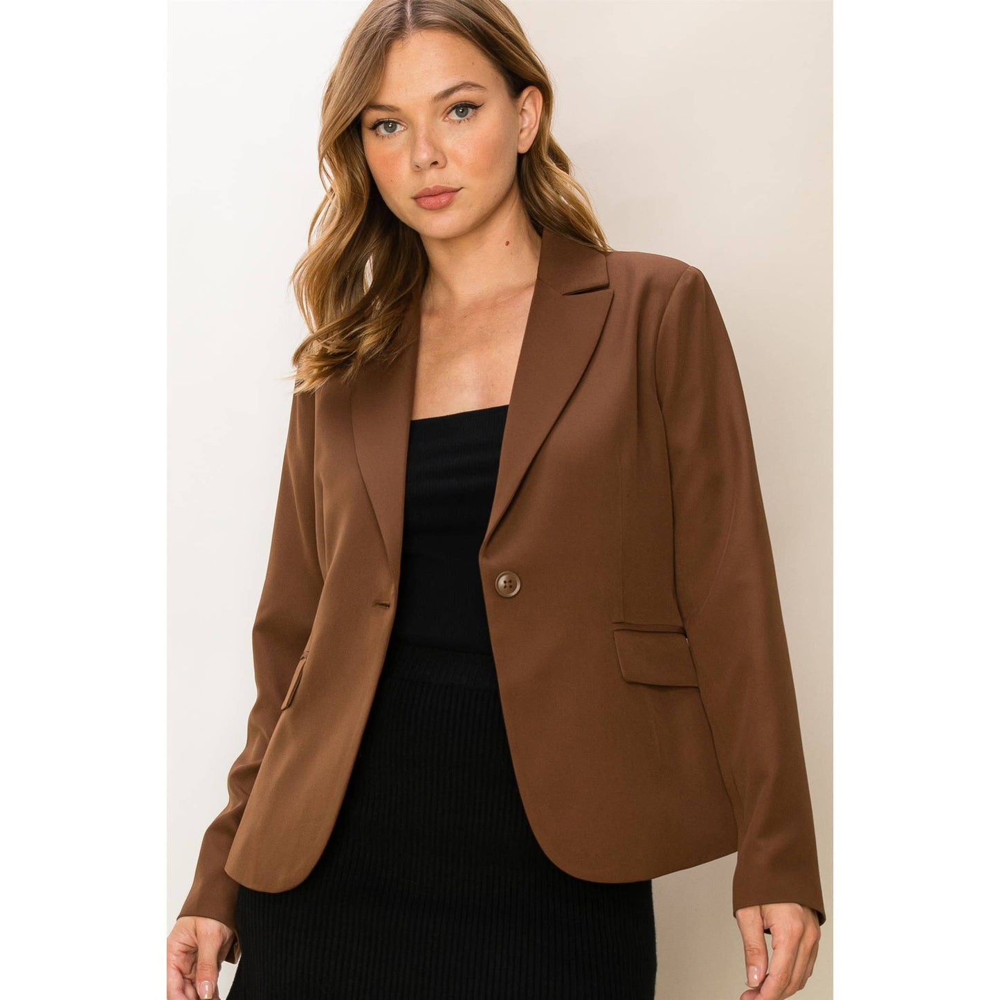 DIAL MY NUMBER SINGLE BUTTON BLAZER: BLACK / S