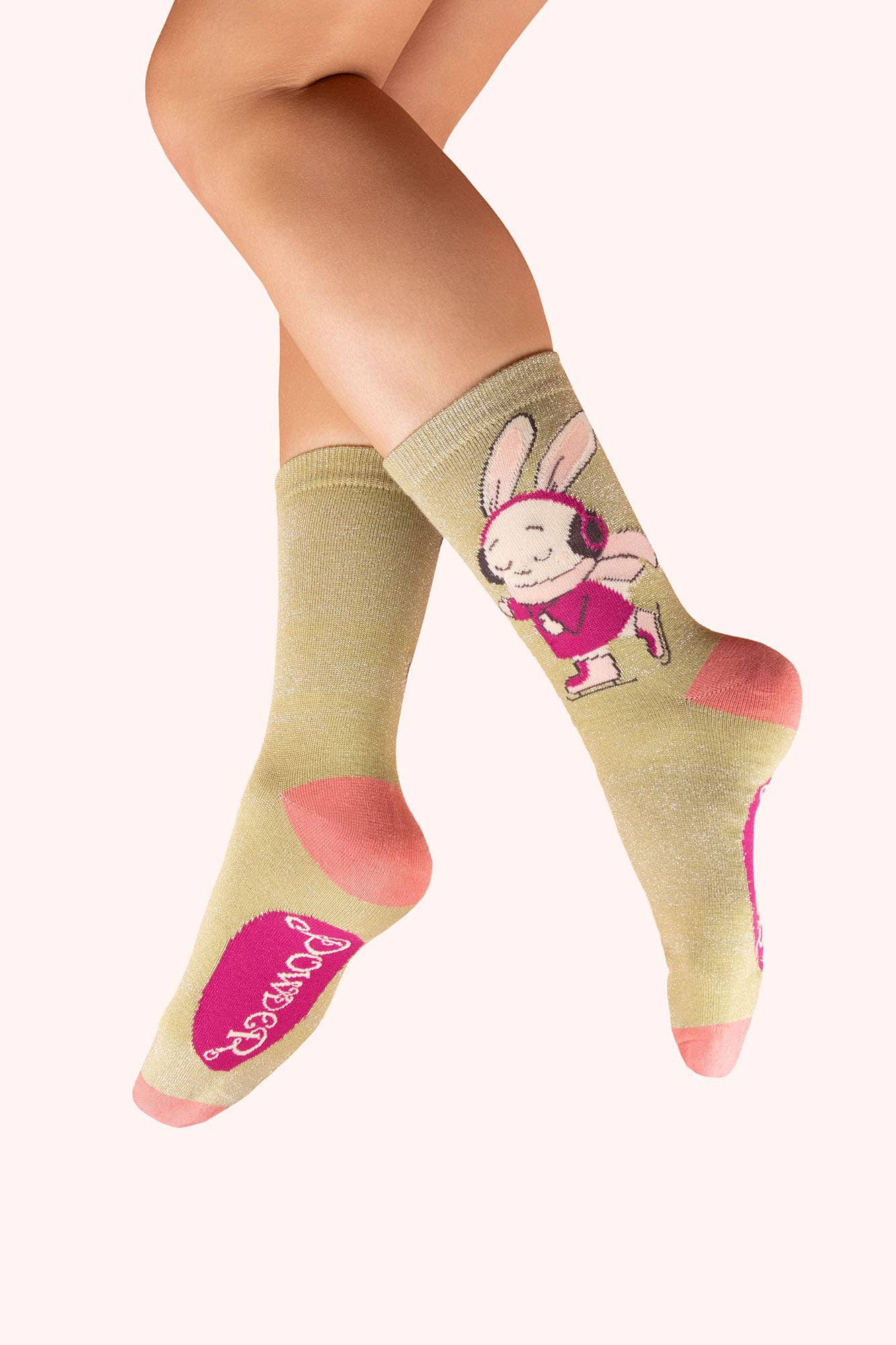 Powder Design inc - US - Glitter Ankle Socks - Skating Bunny