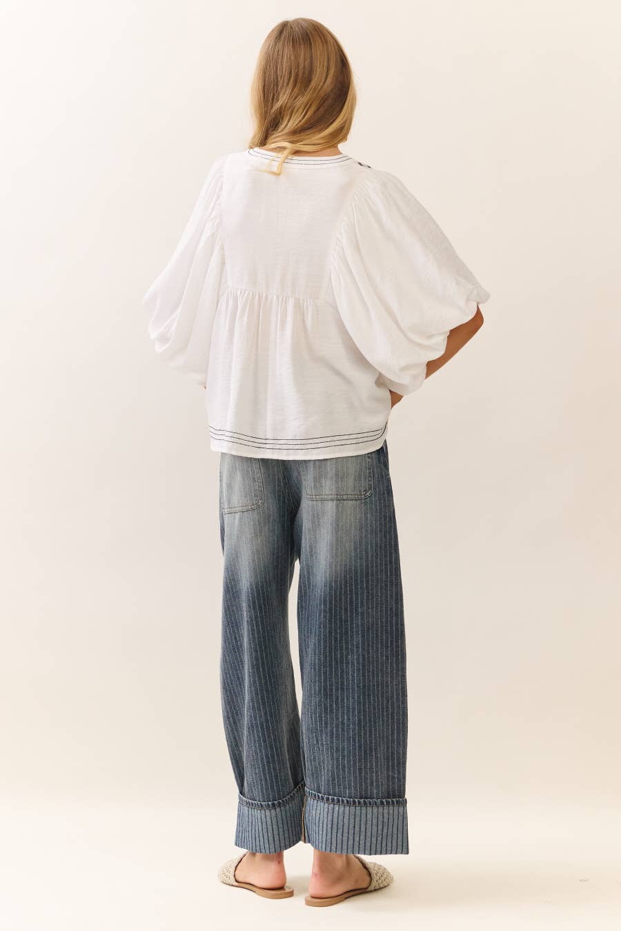 Oddi - Embroidered V-neck Blouse