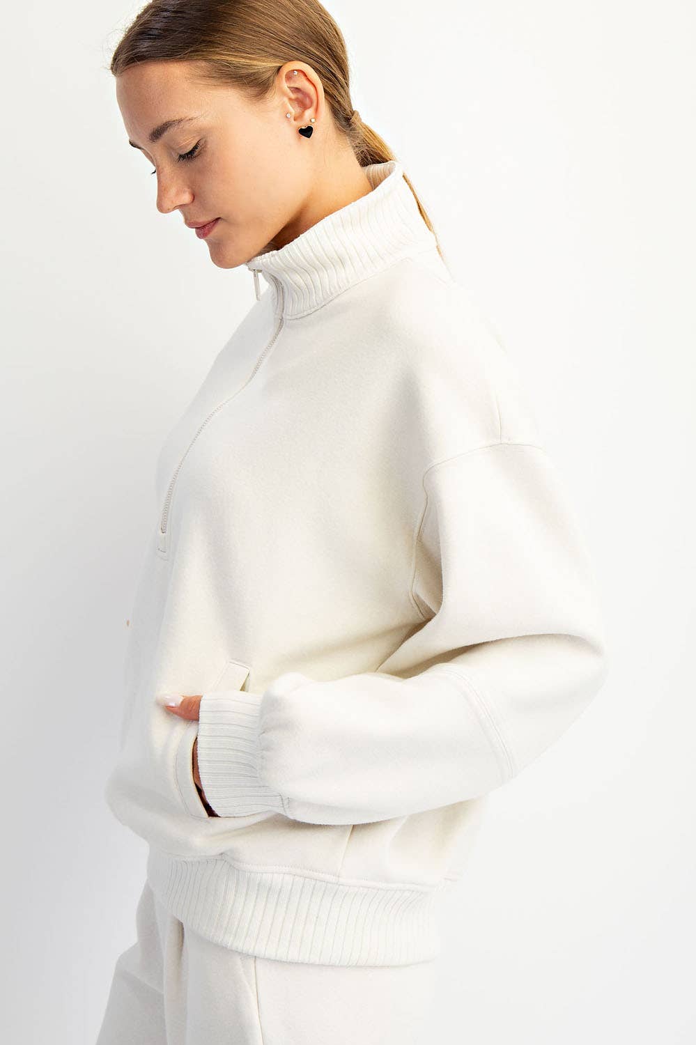 Rae Mode - FRENCH TERRY FLEECE QUARTER ZIP PULLOVER