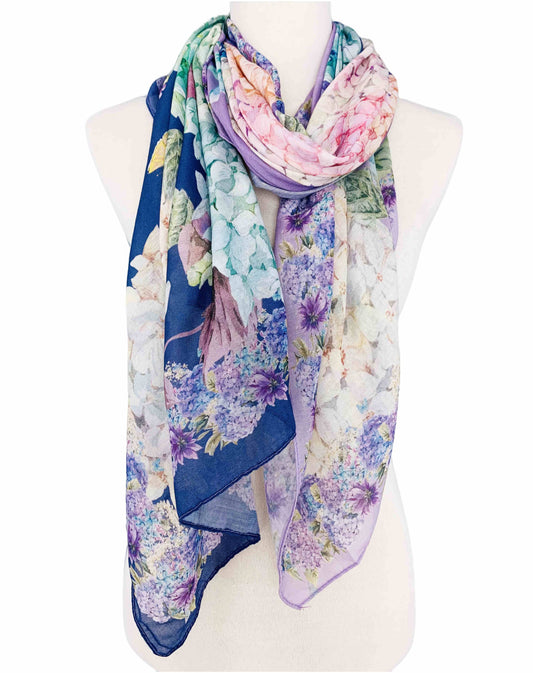 JC Sunny Fashion - Purple Hydrangea Scarf/Shawl