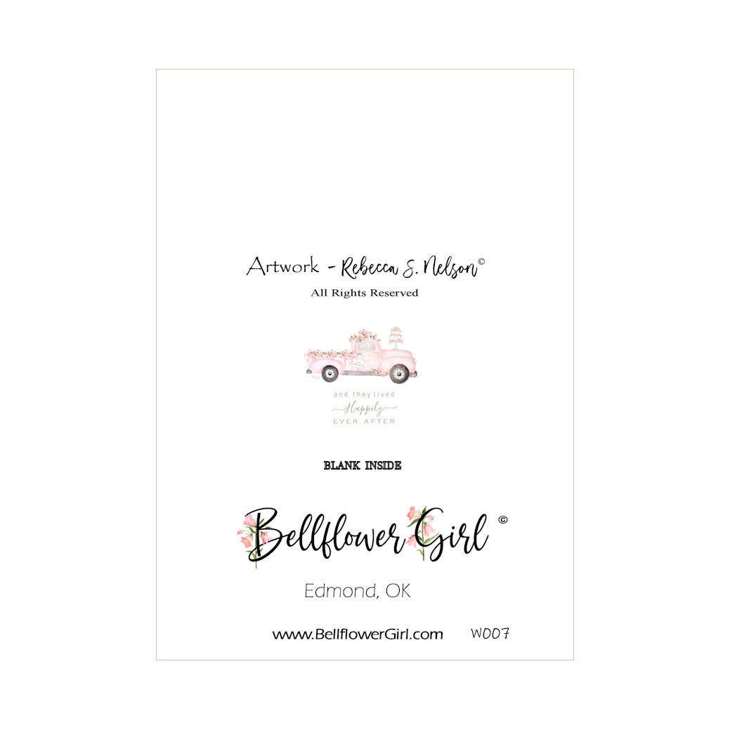 Bellflower Girl - Happily Ever After | Pink Watercolor Truck | Wedding Card