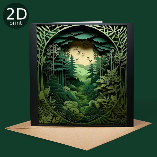 Good Post Day - Deep Forest Green Horizon 2D Printed Shadow Box Card