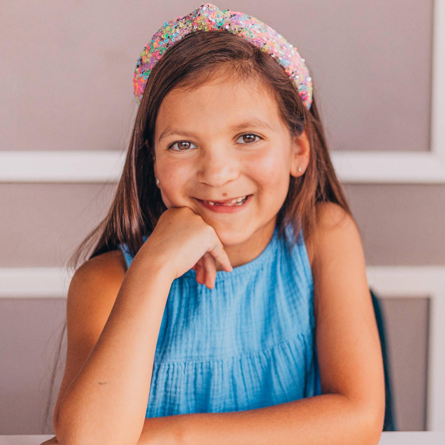 Frog Sac - Kids Knot Headband - Rainbow Sequin Knotted Hair Accessories