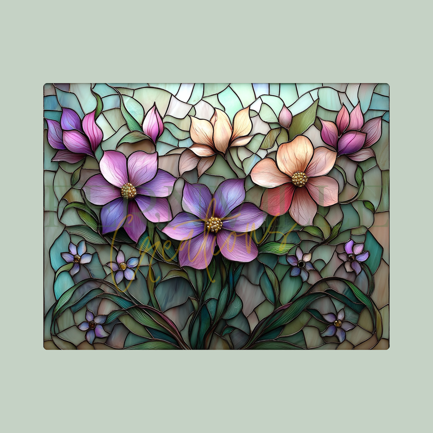 Fernville Creations - Tempered Glass Cutting Board: Floral Charcuterie Tray