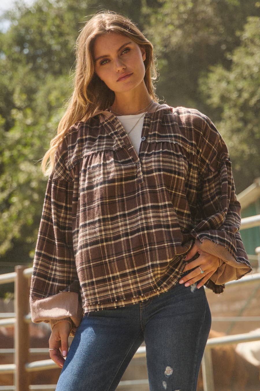 Oddi - Plaid Pullover Long Sleeve Jacket