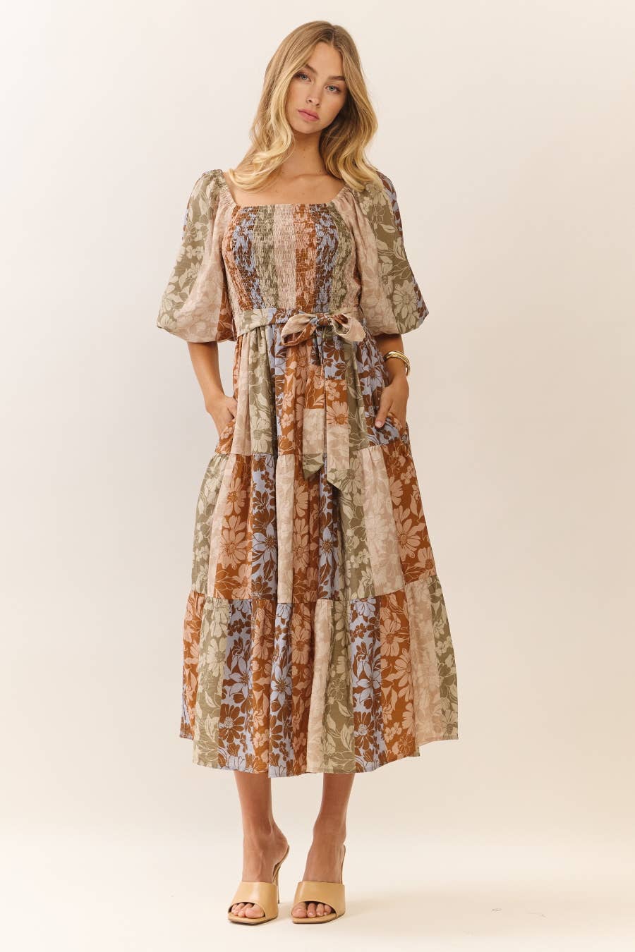 Oddi - Mixed Floral Print Midi Dress