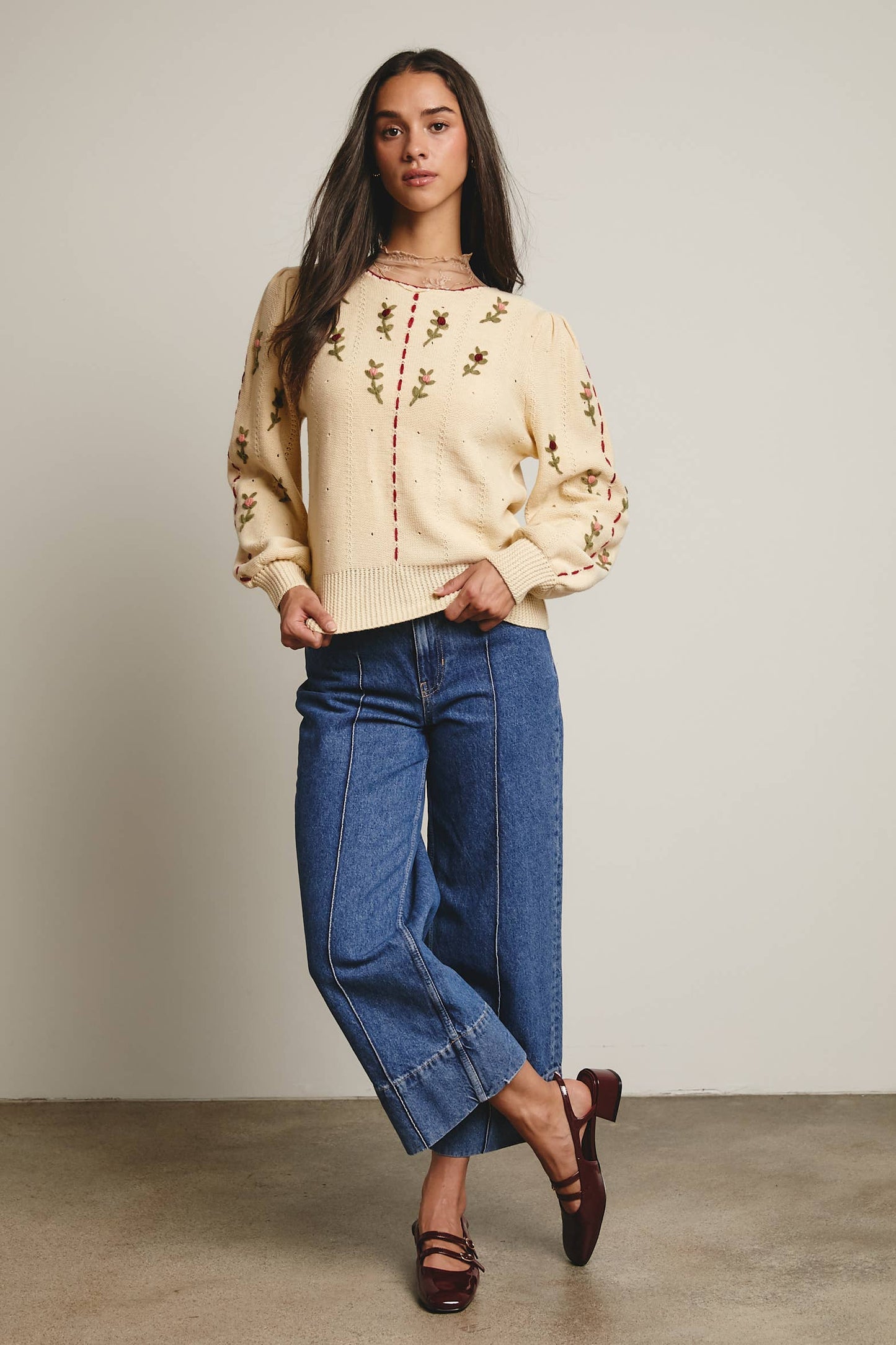 Forte - Embroidered Blossom Knit Sweater FSW0002