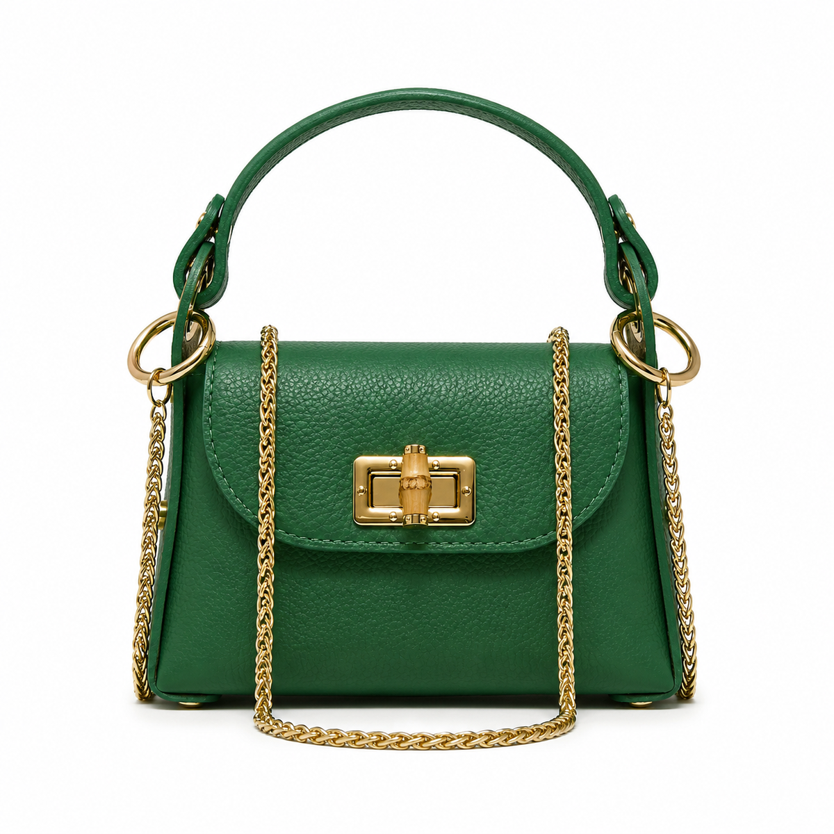 German Fuentes Handbags - GF1075 GENUINE ITALIAN LEATHER  BAMBOO CLASP, CROSSBODY BAG