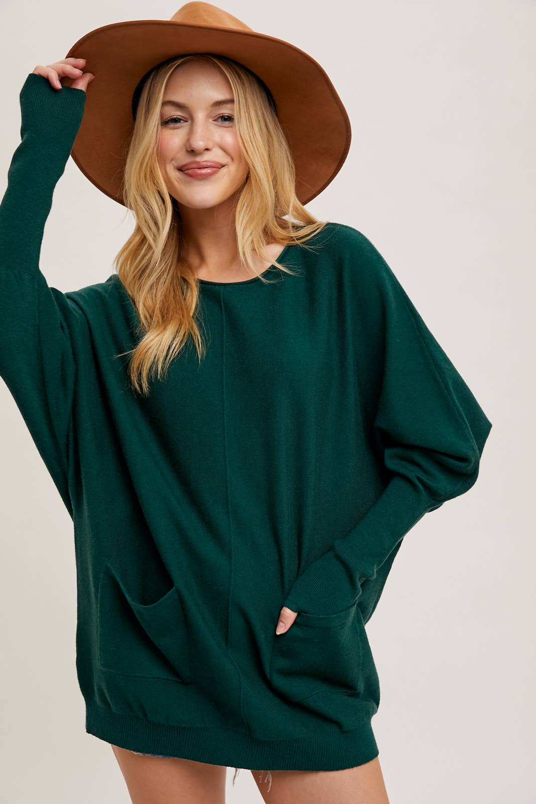 Bluivy - DOLMAN TUNIC KNIT SWEATER WITH POCKET