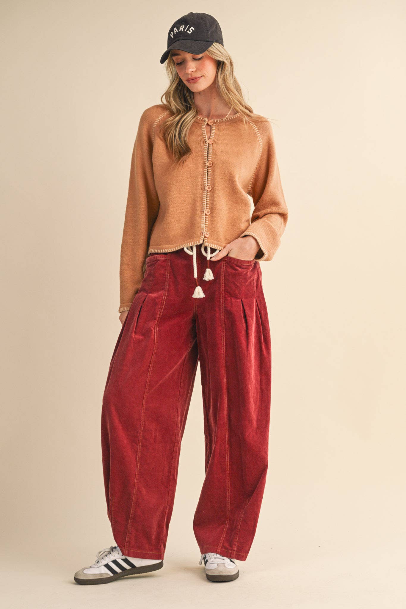 &MERCI - WASHED CORDUROY PLEATED BARREL PANTS MP4155