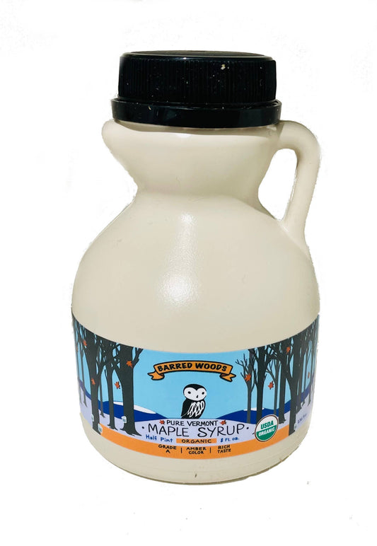 Barred Woods Maple - Pure Organic Vermont Maple Syrup - Half Pint - Grade A Amber
