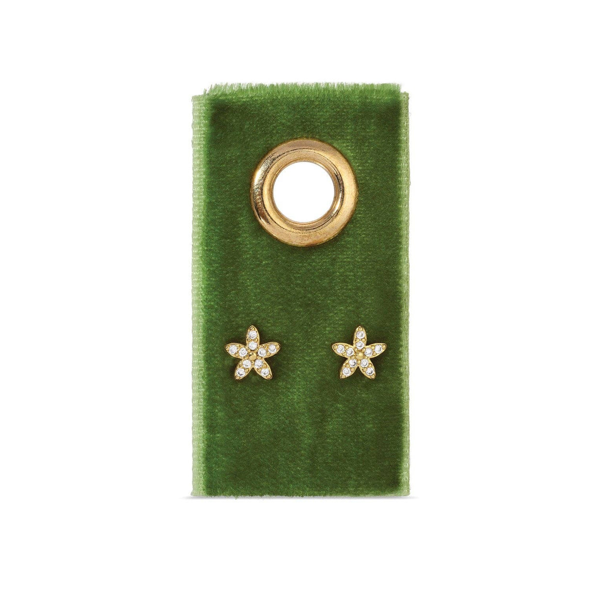 Splendid Iris - Pavé Flower Studs On Velvet Tag