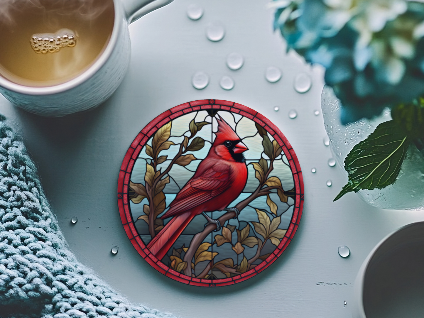 Fernville Creations - Cardinal Coaster, Bird Lover Gift, Nature Home Decor