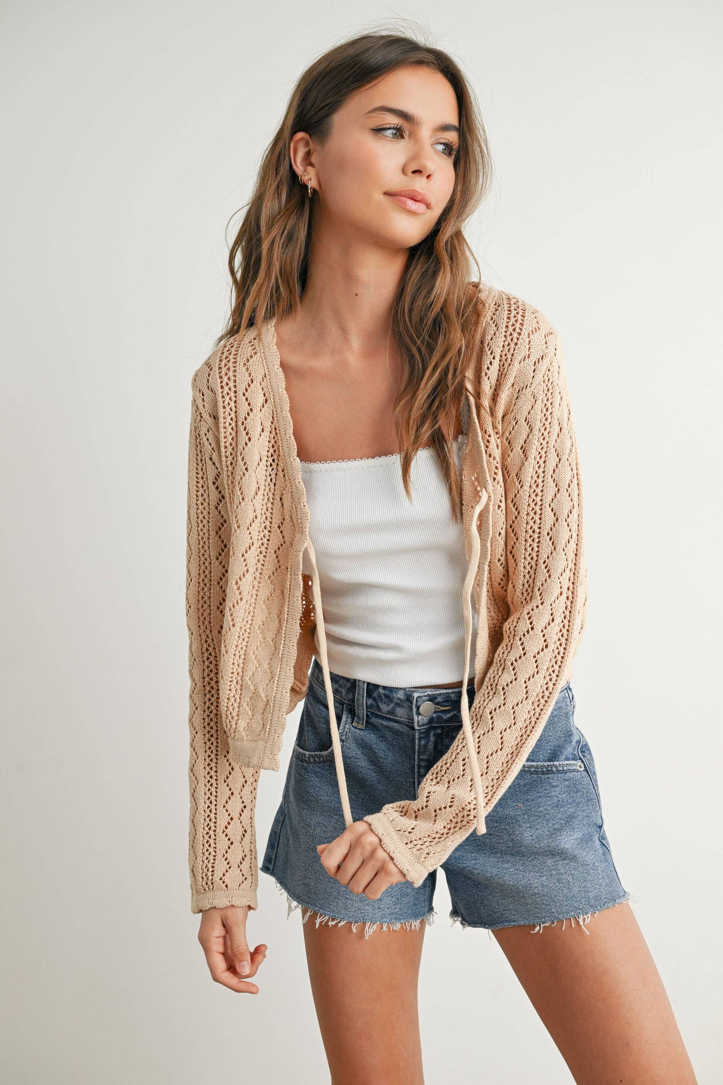 BUTTERMELON - Knitted Tie-Front Cardigan - BMC7680