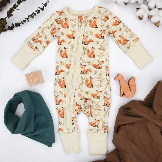 Earthy - Organic Cotton Baby Pajamas 2-Way Zip Front Zipper Sleeper, Rusty