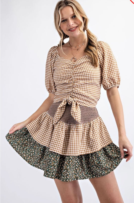 Mocha Plaid Skirt